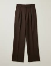 Dark brown tailored trousers, flat product photo