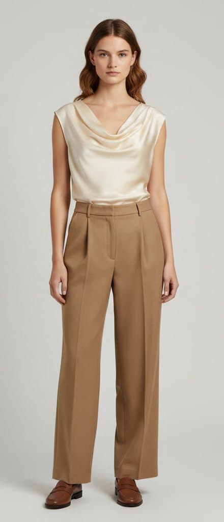 Ustyle-generated complete look: cream blazer over a white shirt with tailored trousers